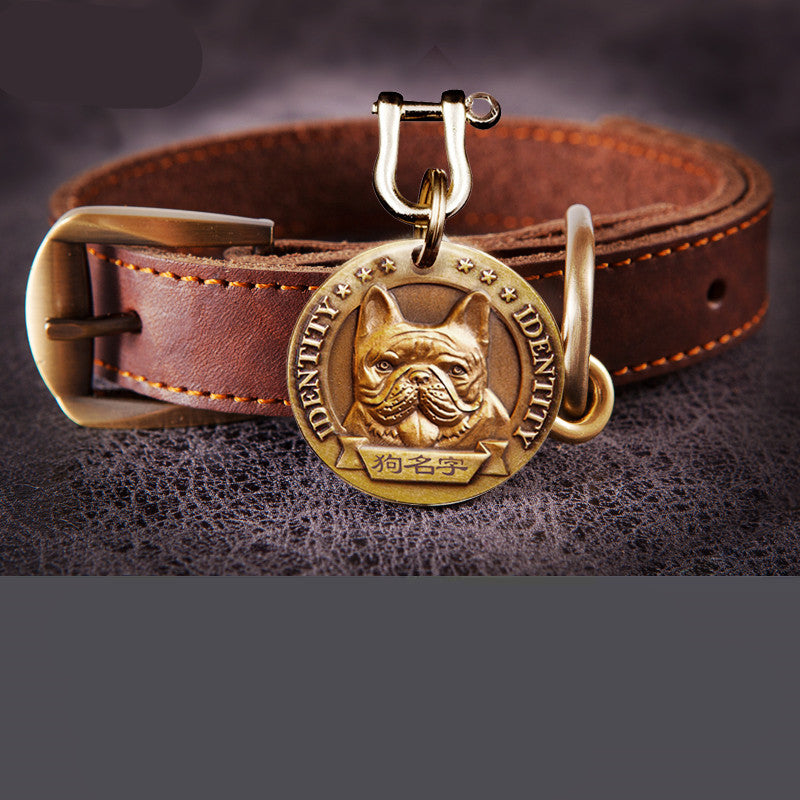 KFX-1313725 Personalized Metal Dog Collar with Adjustable Anti-Lost Tag