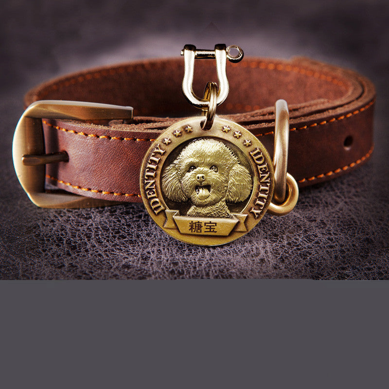 KFX-1313725 Personalized Metal Dog Collar with Adjustable Anti-Lost Tag