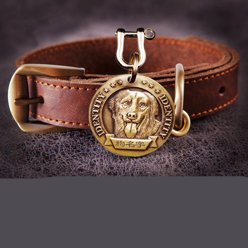KFX-1313725 Personalized Metal Dog Collar with Adjustable Anti-Lost Tag