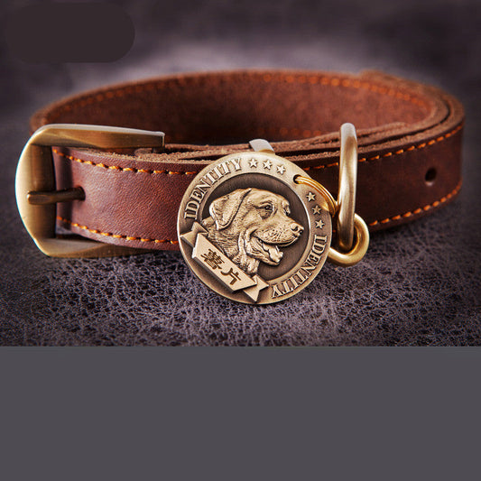 KFX-1313725 Personalized Metal Dog Collar with Adjustable Anti-Lost Tag
