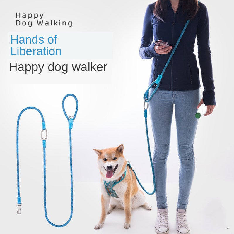 KFX-1315517 Diagonal Hands-Free Running Dog Leash with Explosion-Proof Chain for Large and Medium-Sized Dogs