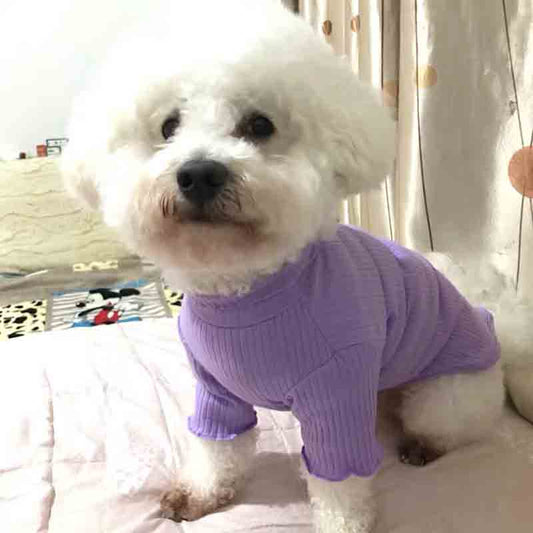 KFX-1316285 Teddy Cat and Pomeranian Dog Bottom Shirt - Comfortable Cotton Summer Wear for Small Pets