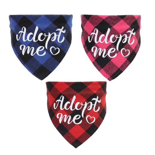 KFX-1319101 Triangle Scarf for Dogs and Cats - Cotton Plaid, Adjustable Neck Size 20-42cm, Suitable for All Seasons