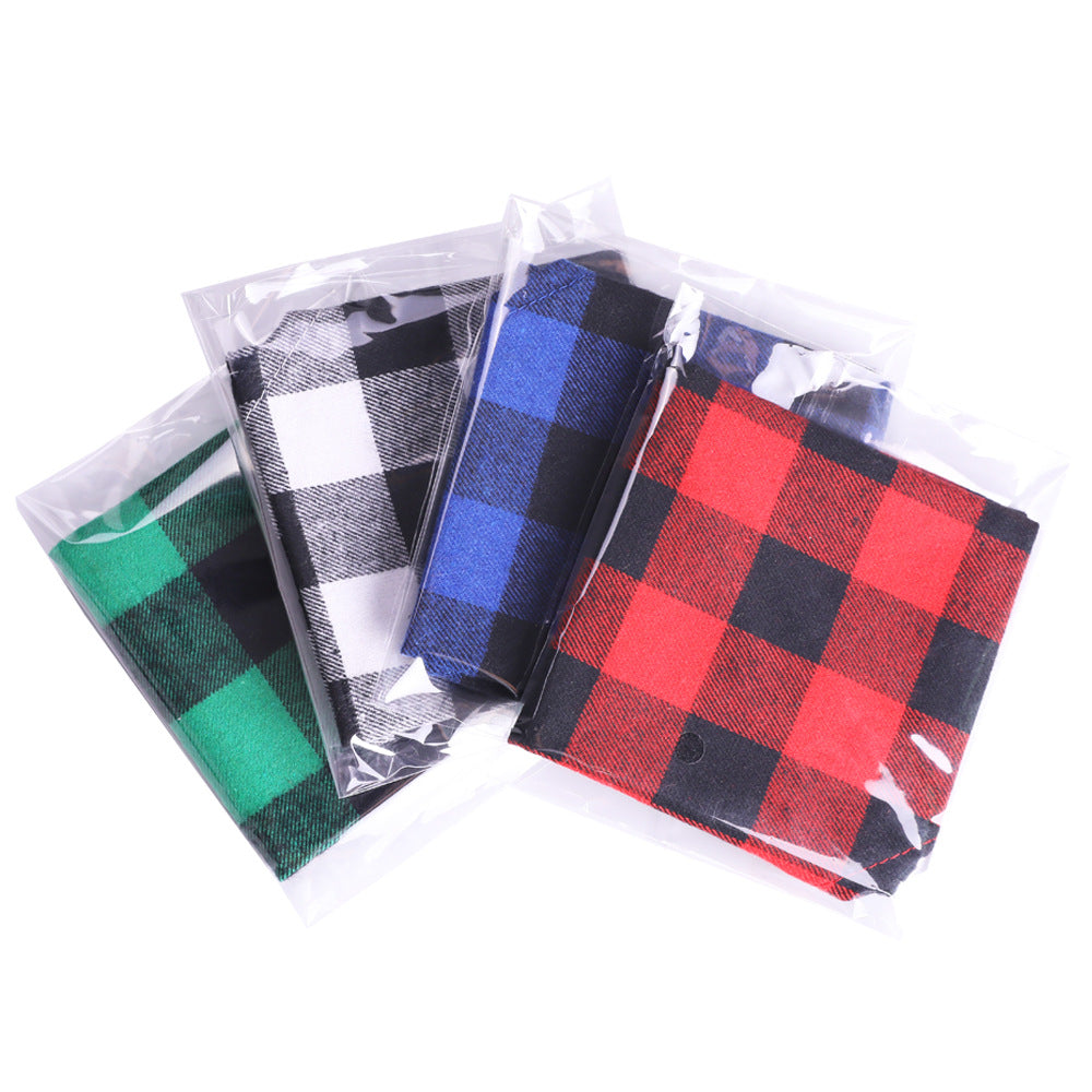 KFX-1319101 Triangle Scarf for Dogs and Cats - Cotton Plaid, Adjustable Neck Size 20-42cm, Suitable for All Seasons