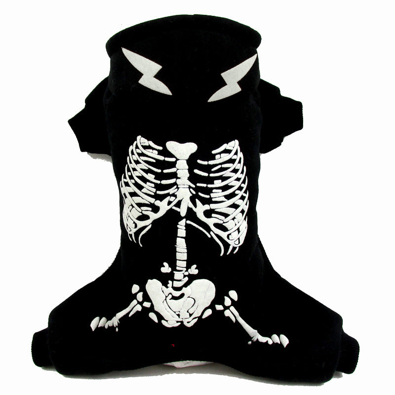 KFX-1319869 Luminous Skeleton Dog Sweater for Pets - Black and Red, Sizes S, M, L, XL