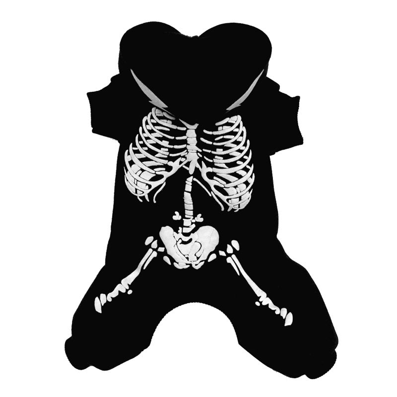 KFX-1319869 Luminous Skeleton Dog Sweater for Pets - Black and Red, Sizes S, M, L, XL