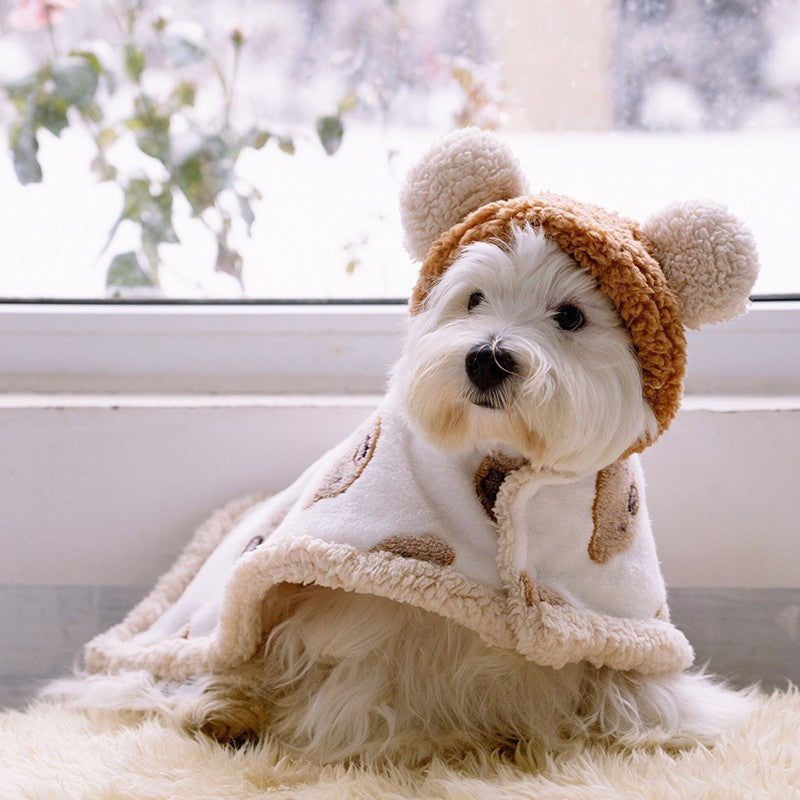 KFX-1325629 Cozy Thicken Cotton Cloak for Dogs - Available in Brown and Pink, Sizes S to L
