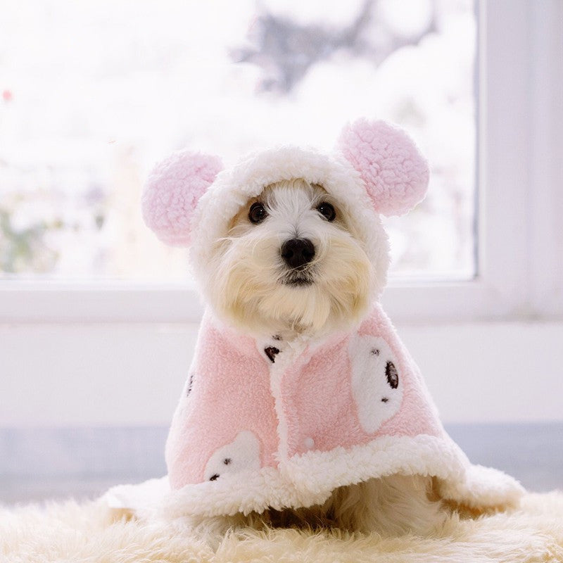 KFX-1325629 Cozy Thicken Cotton Cloak for Dogs - Available in Brown and Pink, Sizes S to L