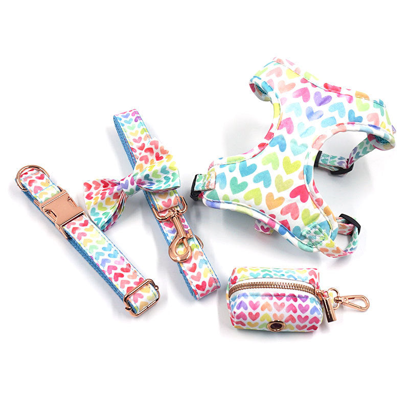 KFX-1326525 Pet Safety Set: Collar, Leash, Bow, Harness, and Trash Bags for Small to Extra Large Dogs