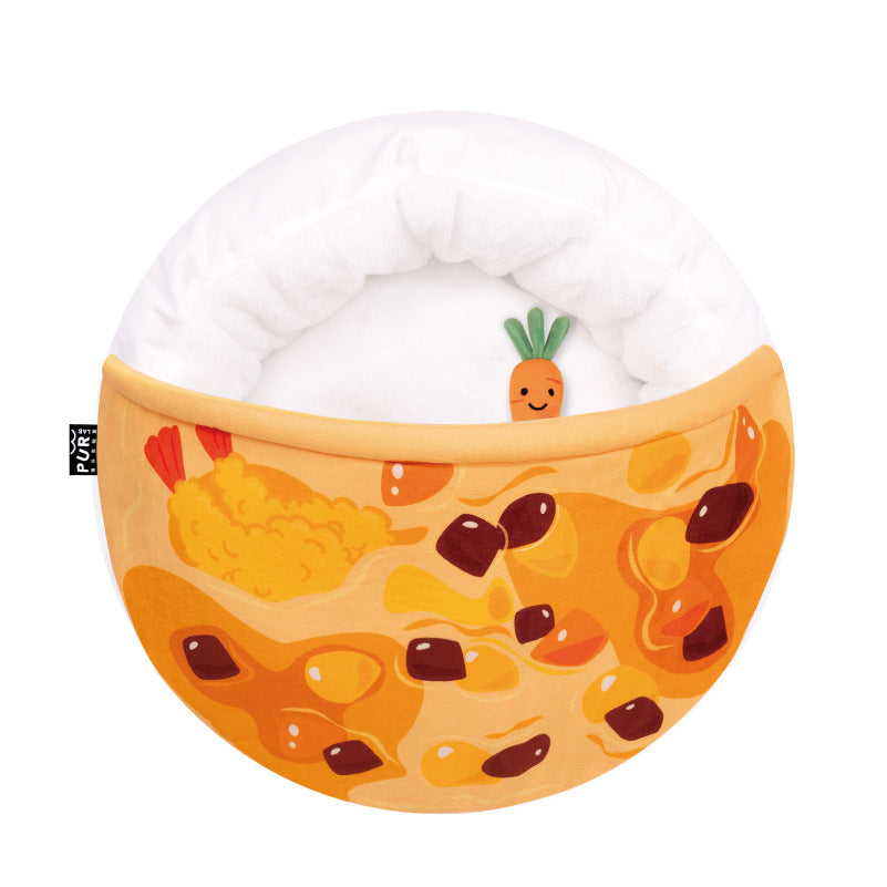 KFX-1327293 Cozy Curry Rice Cat Quilt for Sleeping, Removable & Washable Option Available