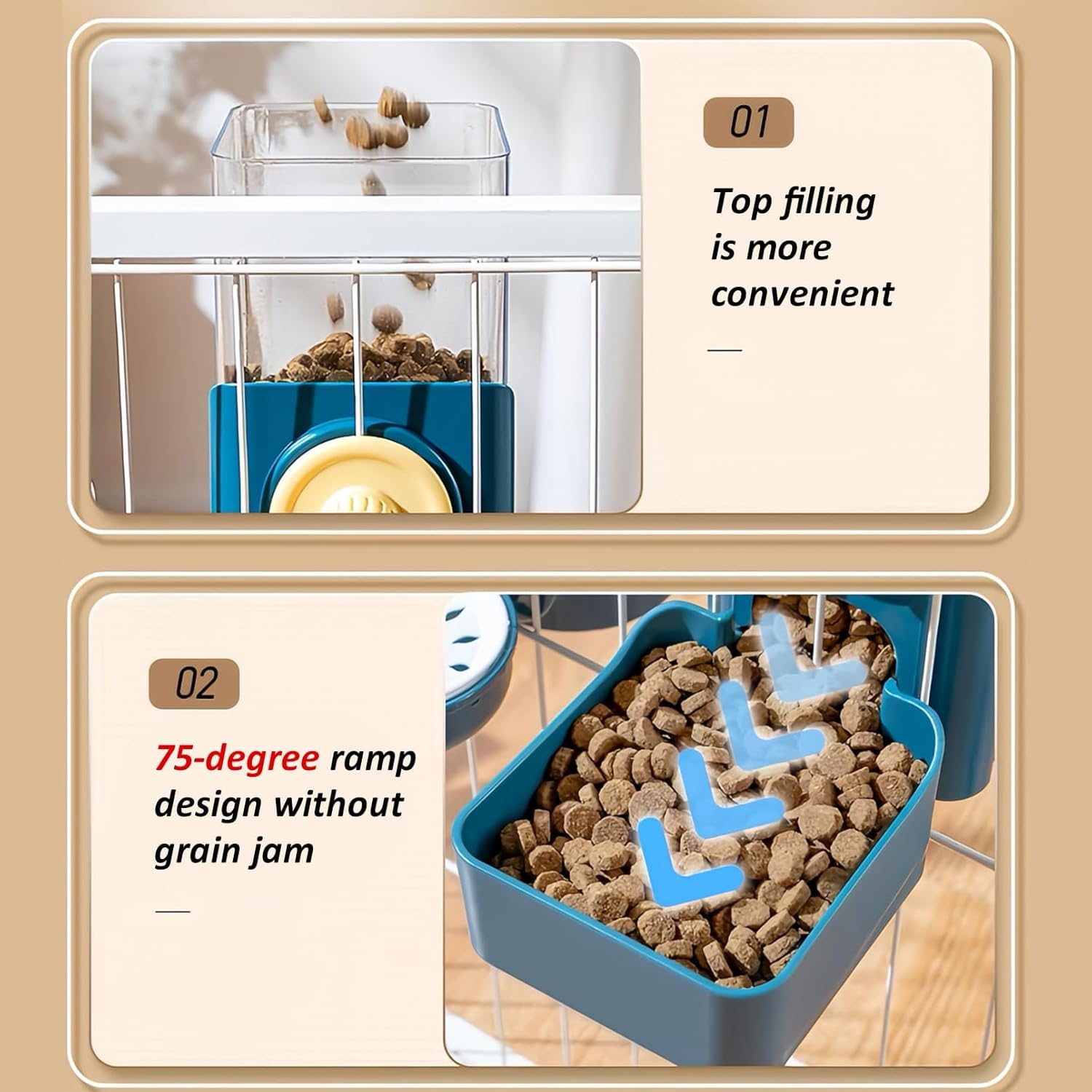 KFX-1327421 Automatic Gravity Pet Feeder and Water Dispenser for Rabbits, Guinea Pigs, and Other Small Animals