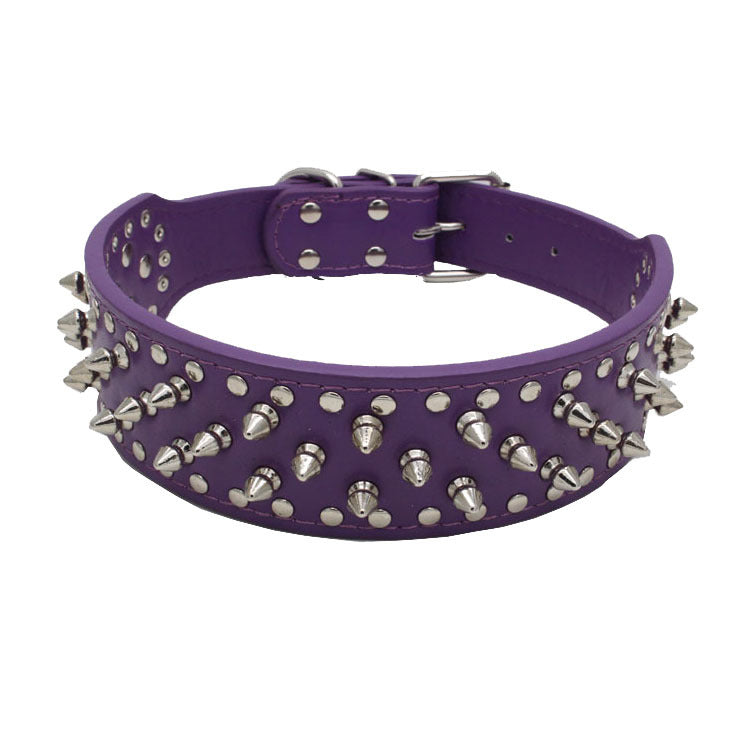 KFX-1329213 Rivet Design PU Leather Dog Collar for Medium and Large Breeds in Various Colors
