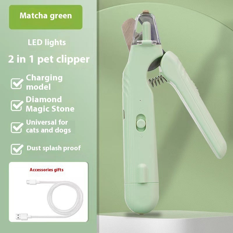 KFX-1331005 2-in-1 Pet Nail Clipper and Grinder with LED Light for Dogs and Cats - Safe Nail Trimming Tool