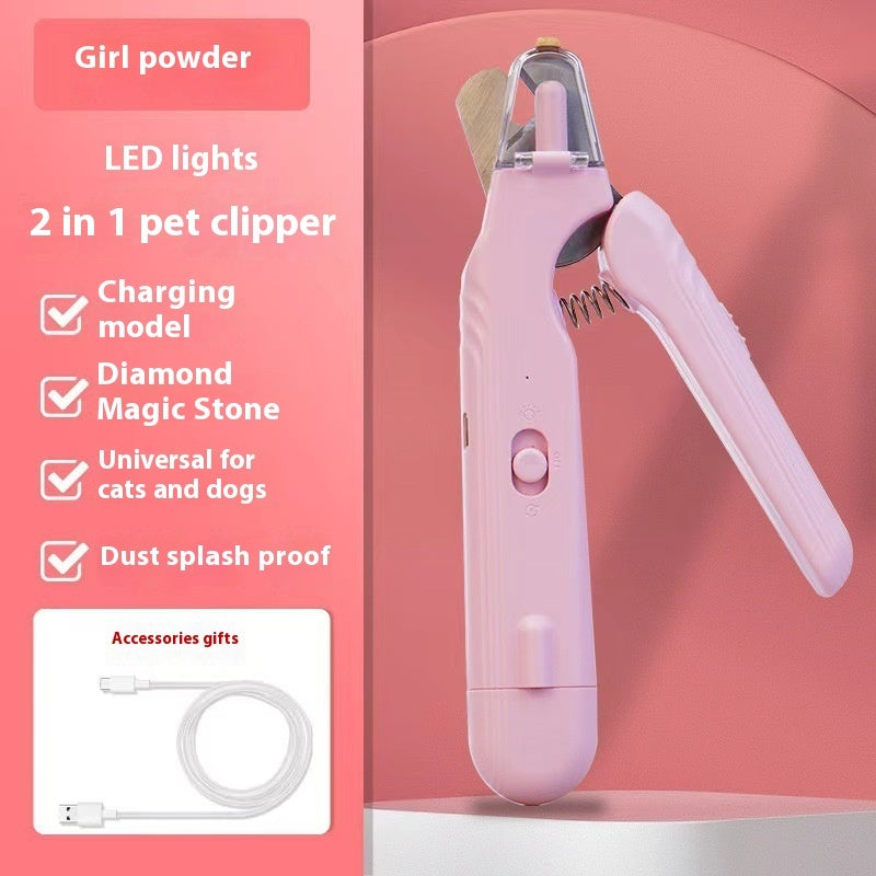 KFX-1331005 2-in-1 Pet Nail Clipper and Grinder with LED Light for Dogs and Cats - Safe Nail Trimming Tool