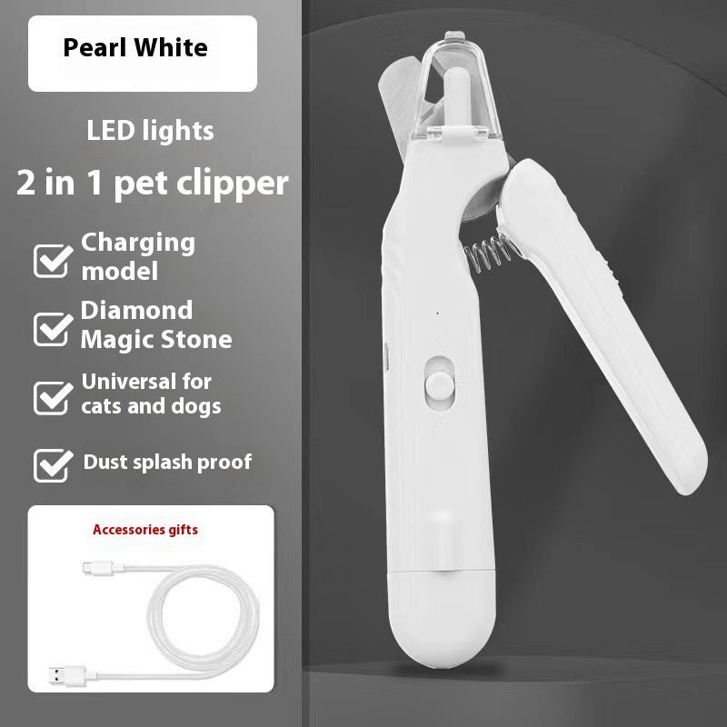 KFX-1331005 2-in-1 Pet Nail Clipper and Grinder with LED Light for Dogs and Cats - Safe Nail Trimming Tool