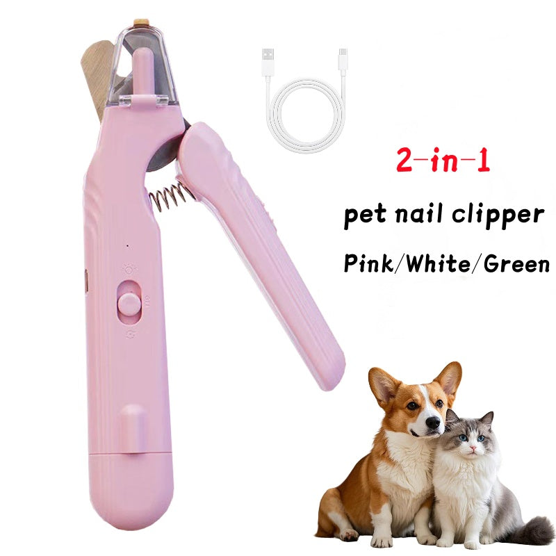 KFX-1331005 2-in-1 Pet Nail Clipper and Grinder with LED Light for Dogs and Cats - Safe Nail Trimming Tool