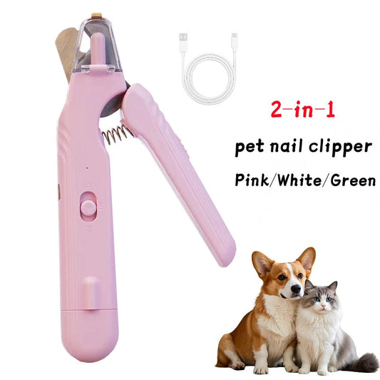 KFX-1331005 2-in-1 Pet Nail Clipper and Grinder with LED Light for Dogs and Cats - Safe Nail Trimming Tool