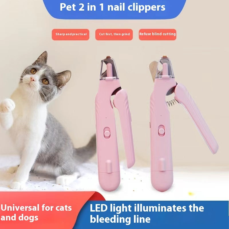 KFX-1331005 2-in-1 Pet Nail Clipper and Grinder with LED Light for Dogs and Cats - Safe Nail Trimming Tool