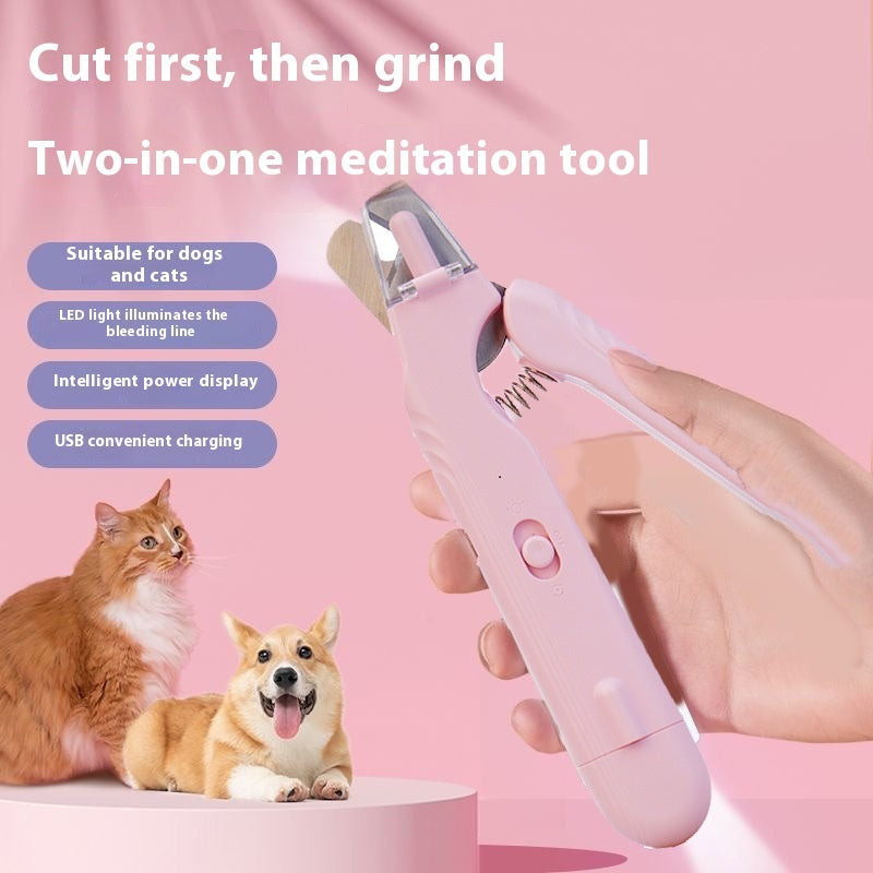 KFX-1331005 2-in-1 Pet Nail Clipper and Grinder with LED Light for Dogs and Cats - Safe Nail Trimming Tool