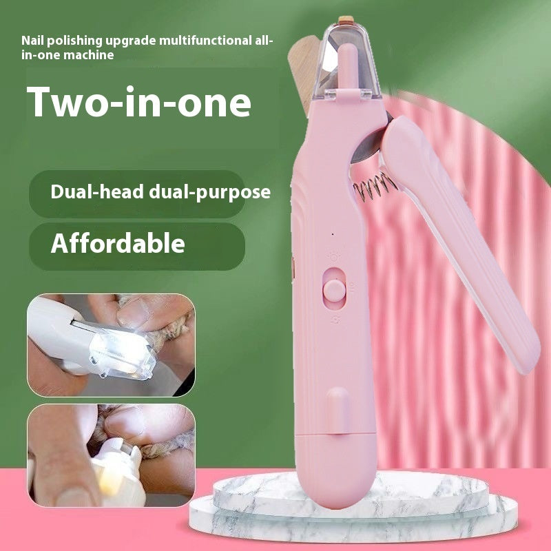 KFX-1331005 2-in-1 Pet Nail Clipper and Grinder with LED Light for Dogs and Cats - Safe Nail Trimming Tool