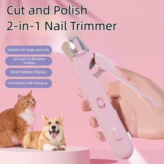 KFX-1331005 2-in-1 Pet Nail Clipper and Grinder with LED Light for Dogs and Cats - Safe Nail Trimming Tool