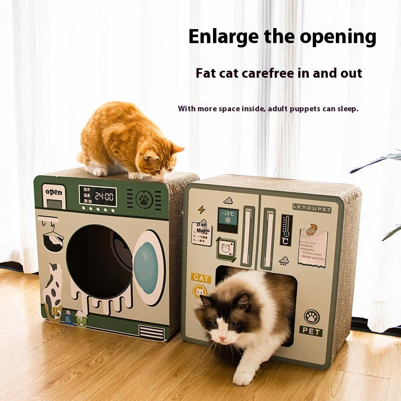 KFX-1333053 Cat Scratch Board Nest Toy – Washing Machine Design, Corrugated Paper