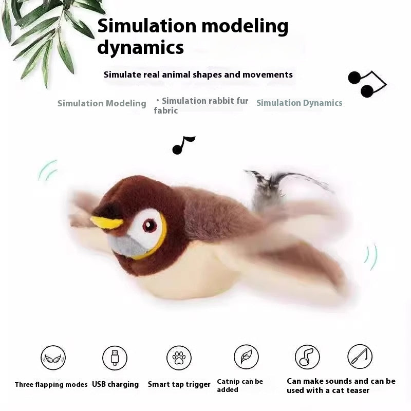 KFX-1333821 Vibrating Plush Cat Toy with Sound Sensation - Assorted Bird Designs