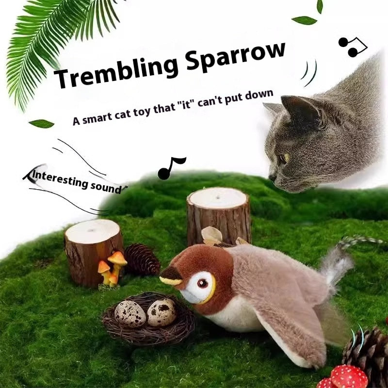 KFX-1333821 Vibrating Plush Cat Toy with Sound Sensation - Assorted Bird Designs