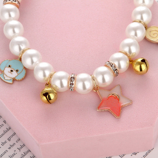 KFX-1334973 Fashionable Pearl Pet Collar in Cartoon & Stylish Designs - Available in Multiple Styles and Sizes