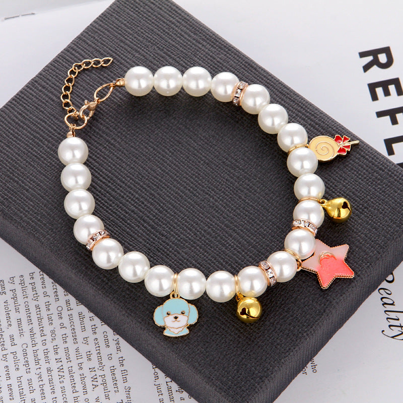 KFX-1334973 Fashionable Pearl Pet Collar in Cartoon & Stylish Designs - Available in Multiple Styles and Sizes