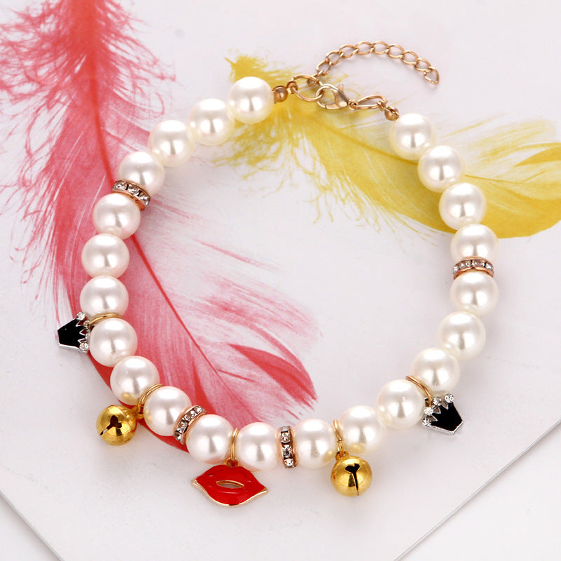 KFX-1334973 Fashionable Pearl Pet Collar in Cartoon & Stylish Designs - Available in Multiple Styles and Sizes