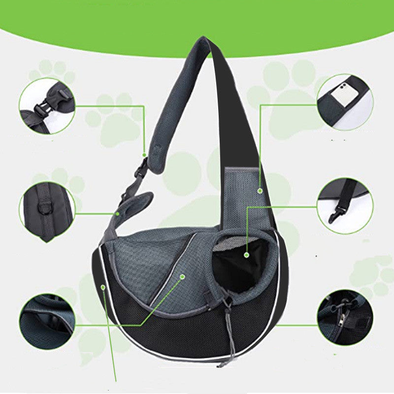 KFX-1335229 Portable Crossbody Bag for Pets - Breathable, Durable, and Safe for Dogs and Cats