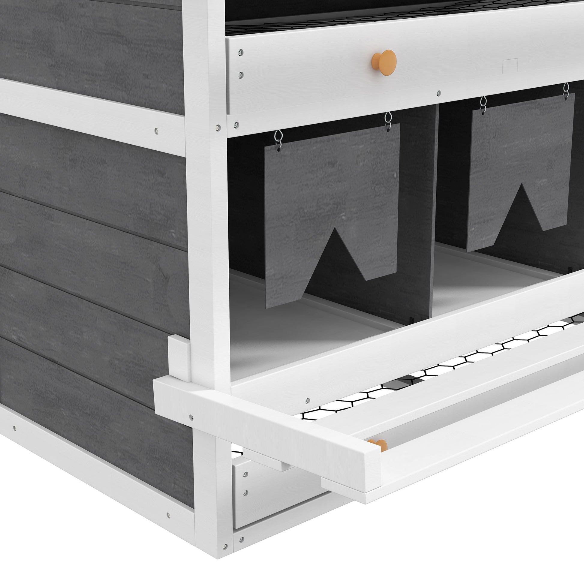 KFX-1336637 8 Compartment Wooden Chicken Nesting Box with Egg Collection Trays and Perches for 16-32 Hens