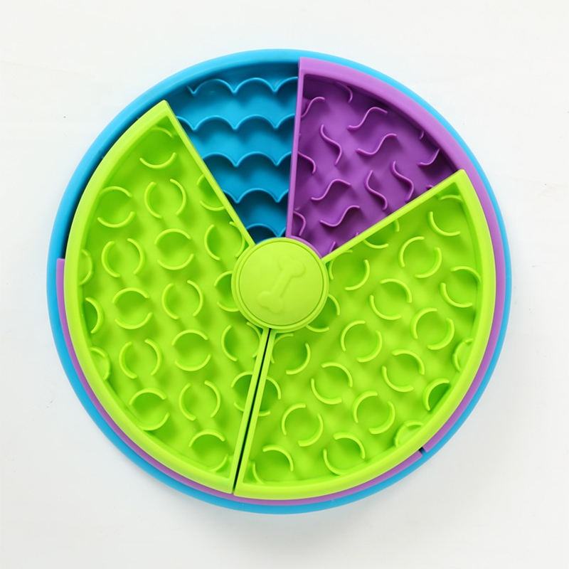 KFX-1336765 3-in-1 Slow Feeder Bowl with Rotating Tiers and Lick Mat for Medium & Large Dogs