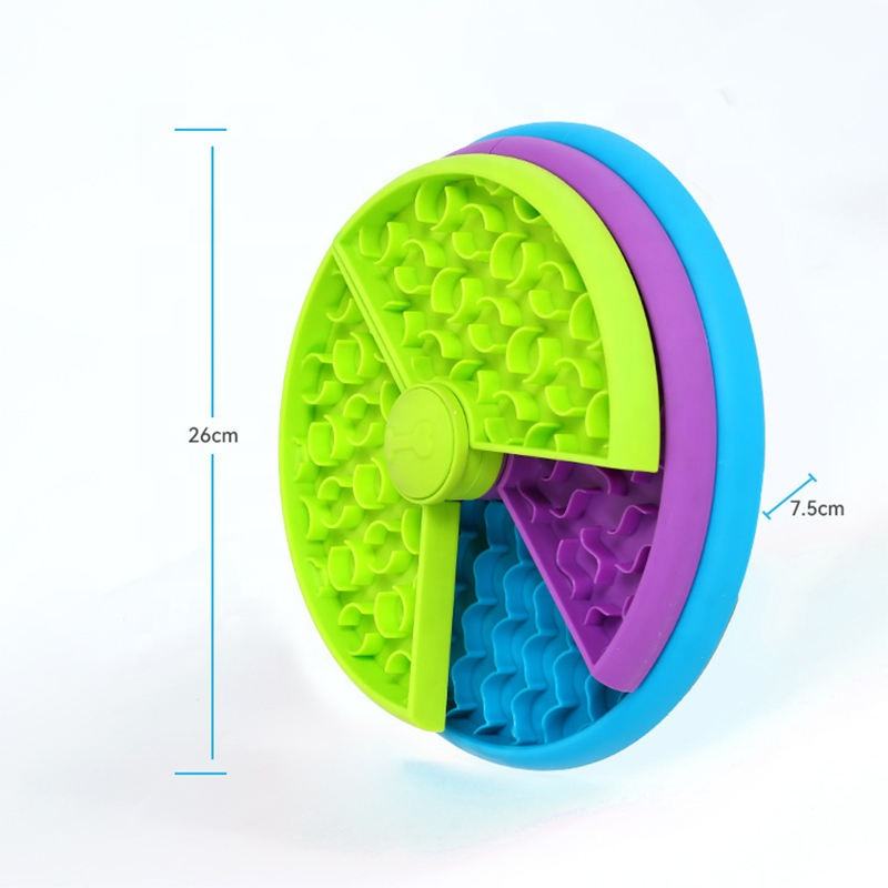 KFX-1336765 3-in-1 Slow Feeder Bowl with Rotating Tiers and Lick Mat for Medium & Large Dogs