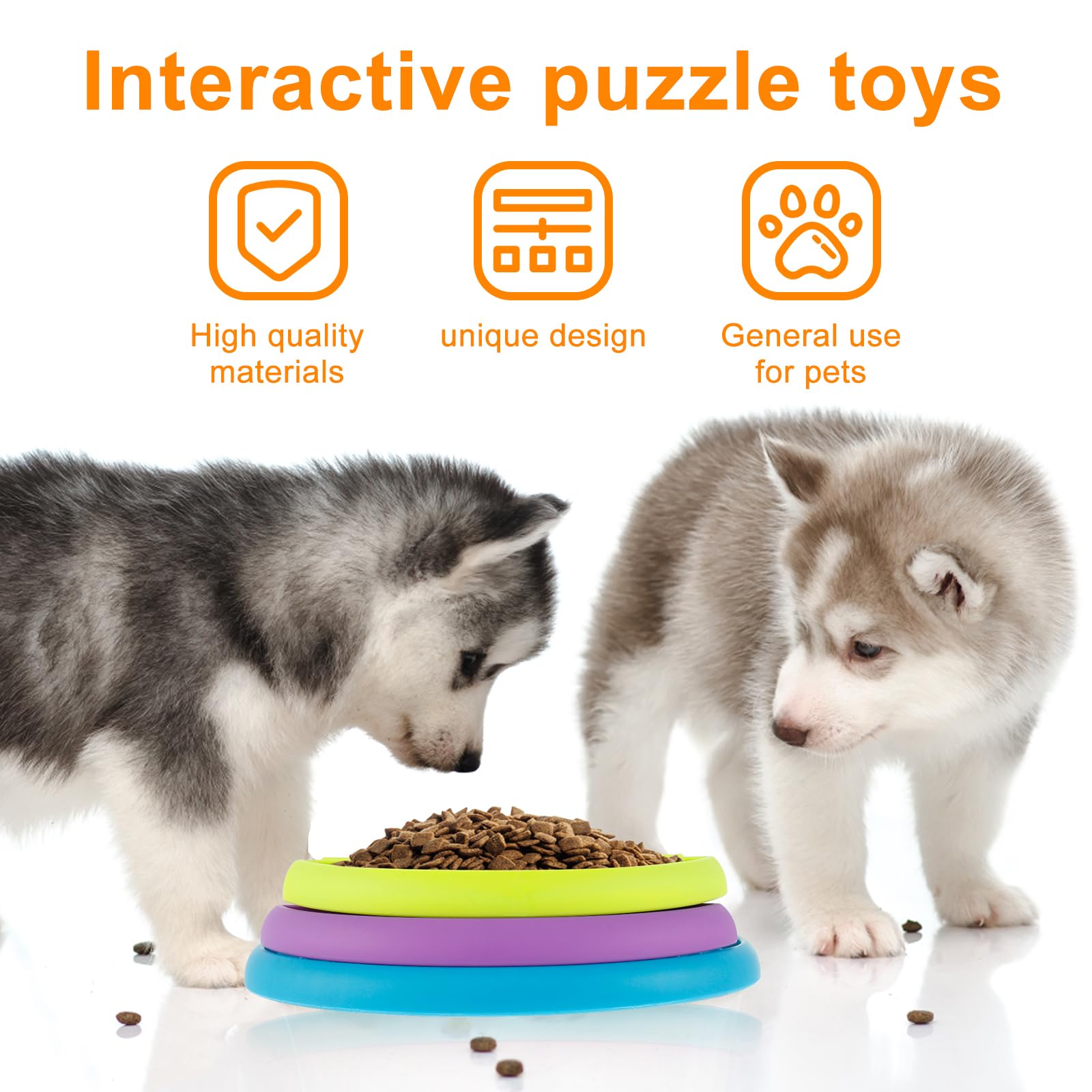 KFX-1336765 3-in-1 Slow Feeder Bowl with Rotating Tiers and Lick Mat for Medium & Large Dogs