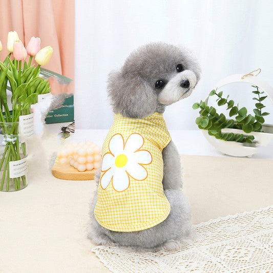 KFX-1339325 Five-Color Flower Vest Costume for Puppies - Cute Polyester Outfit in Multiple Sizes