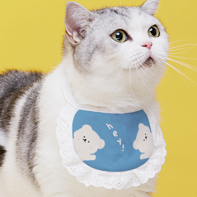 KFX-1340733 Cute Cartoon Cat Bibs in Various Colors and Patterns for Pets