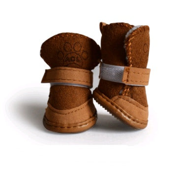 KFX-1345341 Lambskin Winter Pet Boots Set for Dogs - Warm and Stylish, 4 Pieces