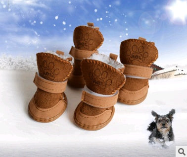 KFX-1345341 Lambskin Winter Pet Boots Set for Dogs - Warm and Stylish, 4 Pieces