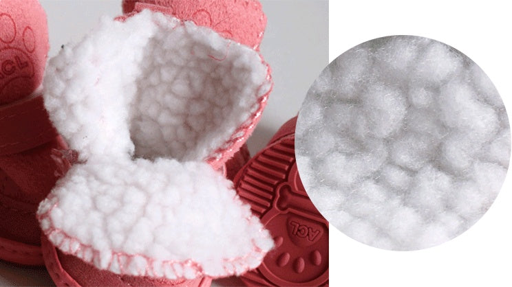 KFX-1345341 Lambskin Winter Pet Boots Set for Dogs - Warm and Stylish, 4 Pieces