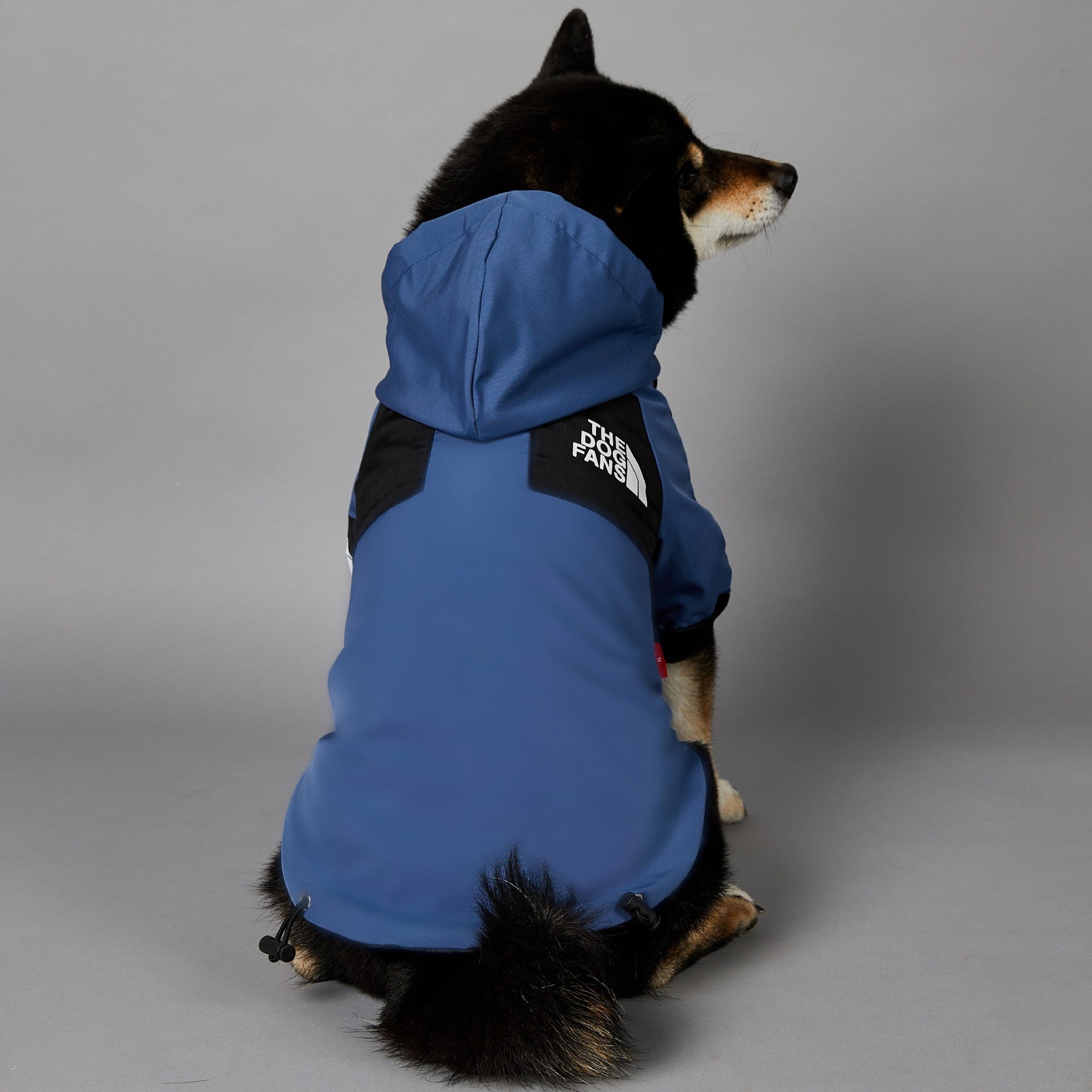 KFX-1346109 Durable Blue Denim Raincoat for Large Dogs - Windproof and Waterproof Pet Jacket