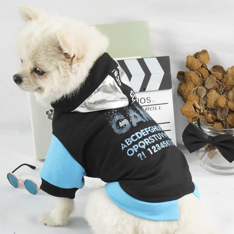KFX-1346877 Hooded Sweater for Dogs and Cats - Cozy Polyester Fall Fashion in Black, Sizes XS to XXL