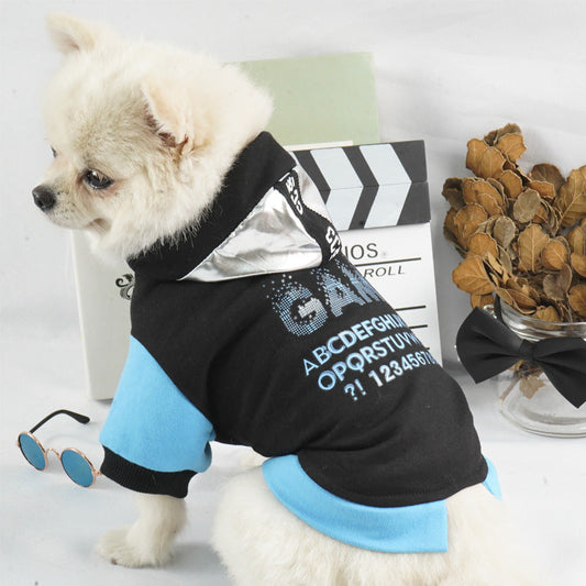 KFX-1346877 Hooded Sweater for Dogs and Cats - Cozy Polyester Fall Fashion in Black, Sizes XS to XXL