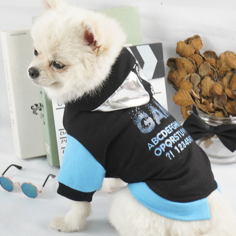 KFX-1346877 Hooded Sweater for Dogs and Cats - Cozy Polyester Fall Fashion in Black, Sizes XS to XXL