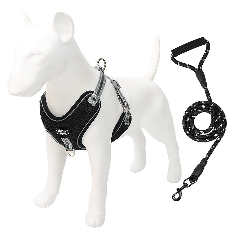 KFX-1347773 Adjustable Pet Chest Strap Traction Rope for Dogs - Available in Blue, Black, Red, Multiple Sizes