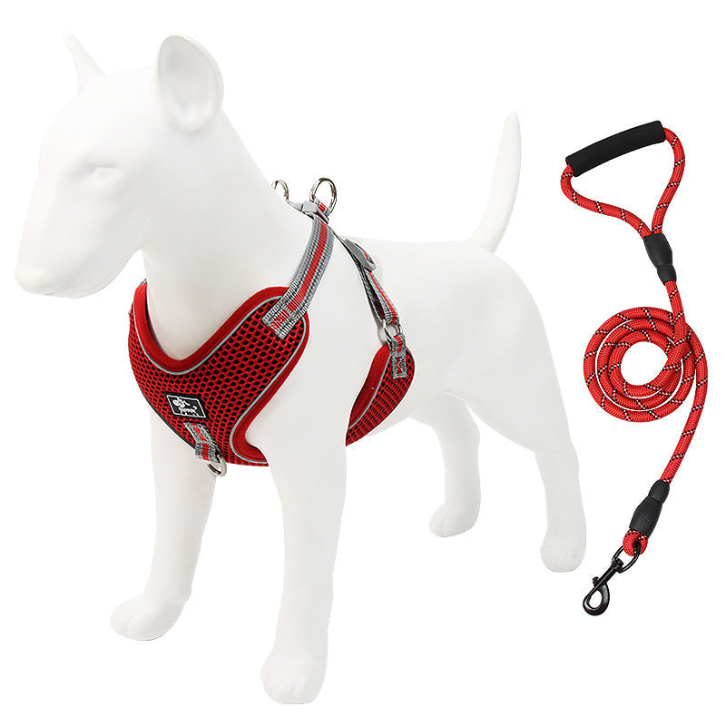 KFX-1347773 Adjustable Pet Chest Strap Traction Rope for Dogs - Available in Blue, Black, Red, Multiple Sizes