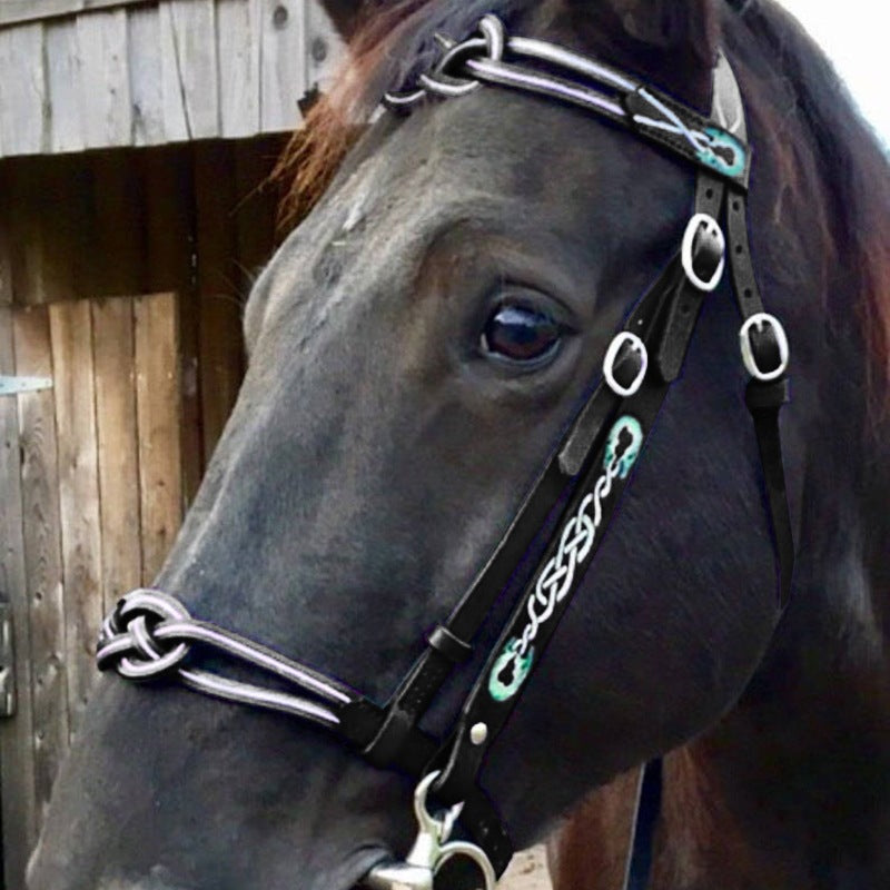 KFX-1348285 Durable PU Leather Horse Reins for Equestrian Activities - Black