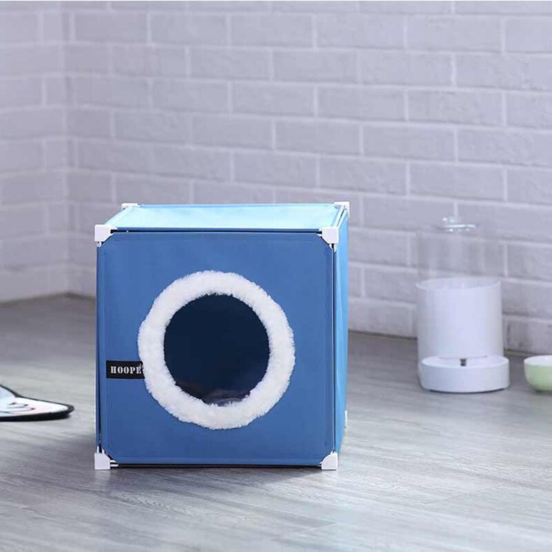 KFX-1348541 Double-Storey Fully Enclosed Cat Nest - Four Seasons Comfort with Polyester & Iron Frame