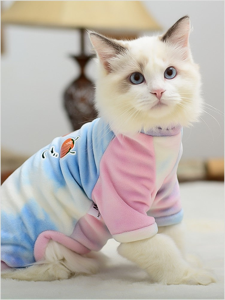 KFX-1349053 Silver Fox Velvet Tie-Dyed Four-Legged Jacket for Pets